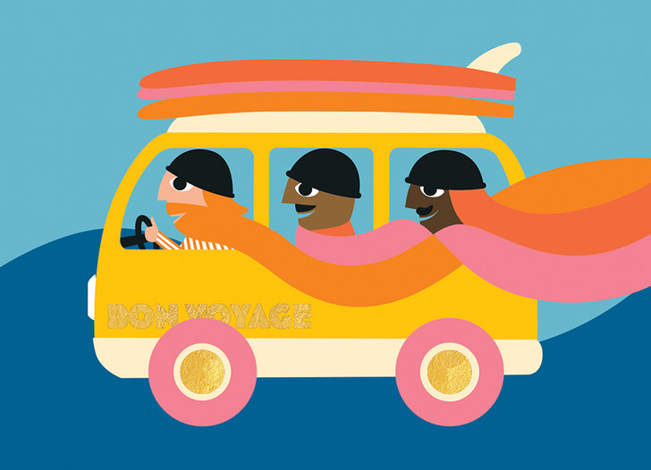 Surf Bus Goodbye | Greeting Card | 1973