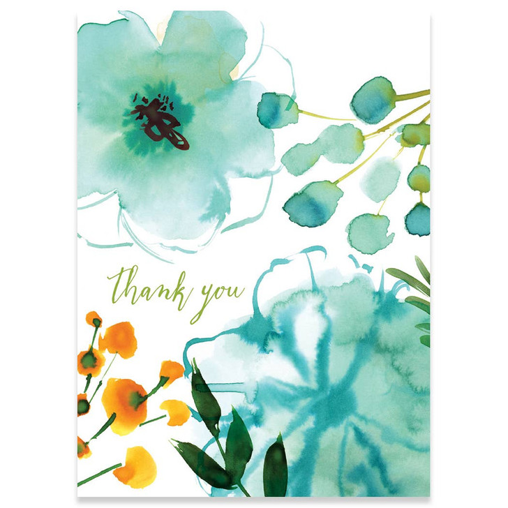 Teal Painterly | Thank You Greeting Card | CARTE