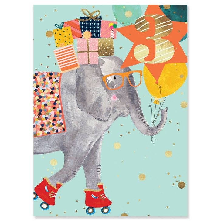 Three Elephant | Birthday Greeting Card | LOUISE TILLER