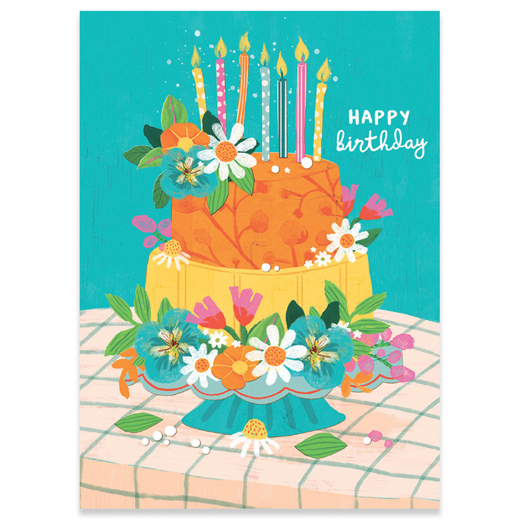 Tropical Orange Cake | Birthday Greeting Card | CARTE