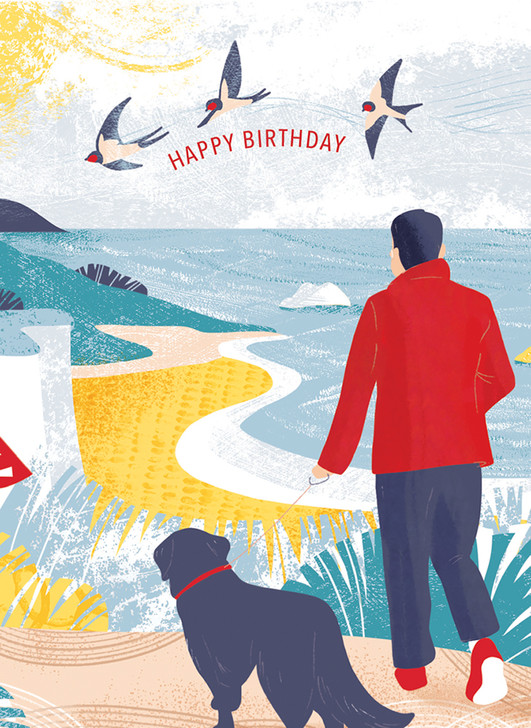 Walking With Dog | Birthday Greeting Card | CARTE