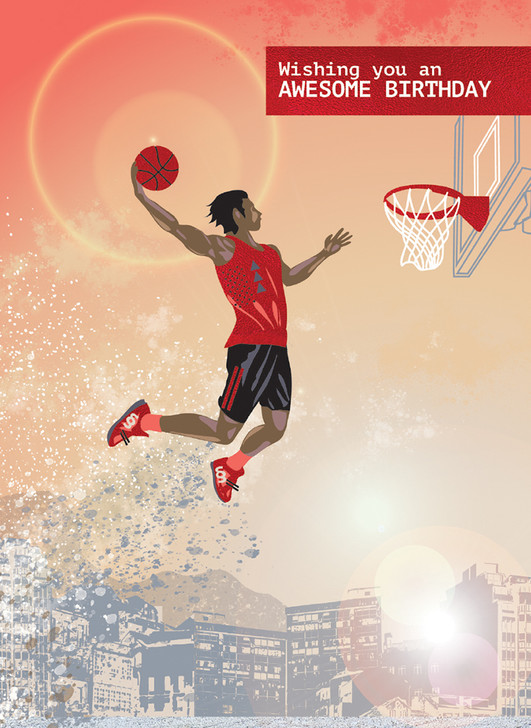 BASKETBALL BIRTHDAY GREETING CARD 4.5 X 6.25"