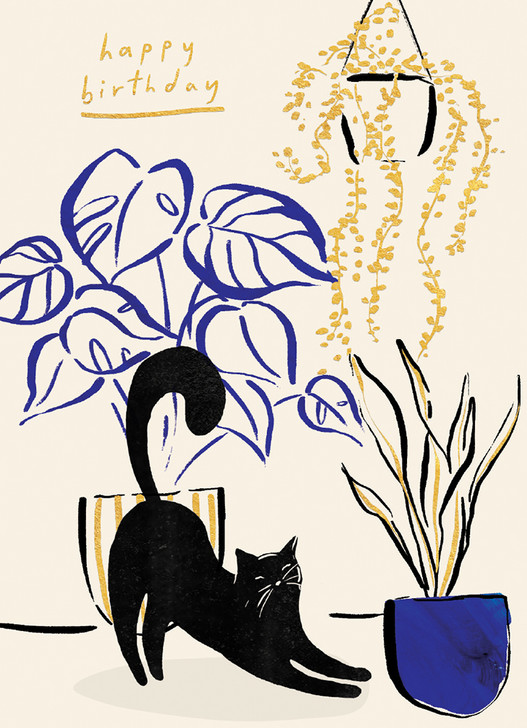 Cat And Plants | Birthday Card | PAPERLINK