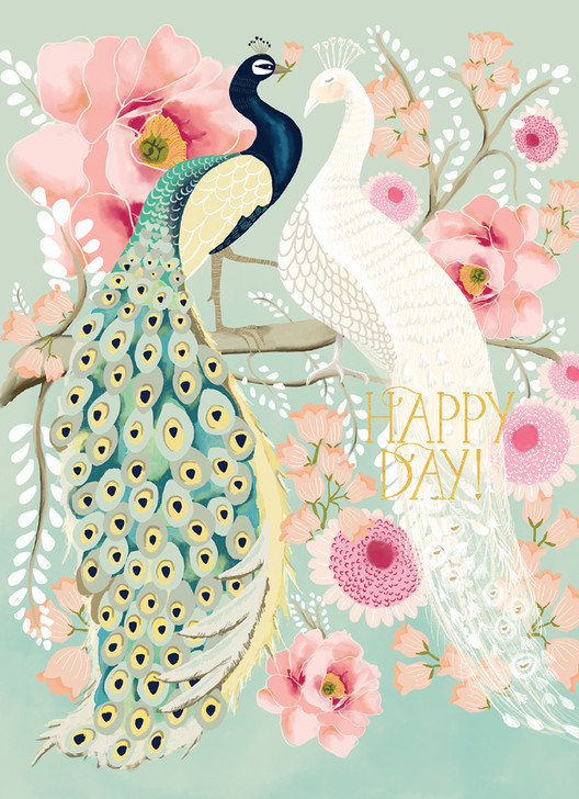 PEACOCKS WEDDING GREETING CARD 4.5 X 6.25"