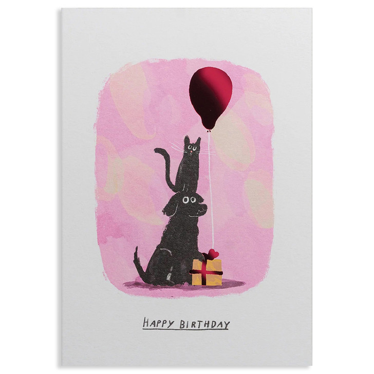 Cat And Dog With Balloon | Birthday Greeting Card | LAGOM