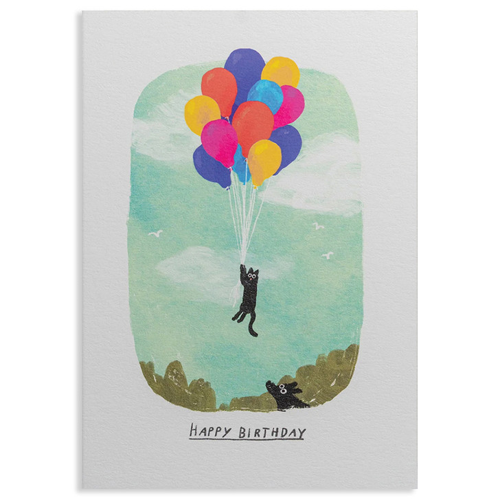 Cat With Balloons | Birthday Greeting Card | LAGOM