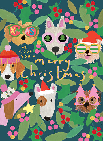 Dogs On Green | Holiday Greeting Card | CARTE