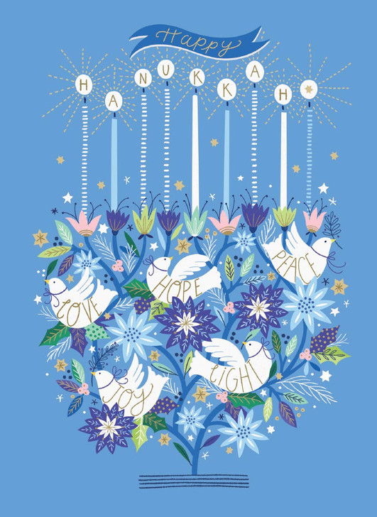 Dove Menorah | Hanukkah Greeting Card | CARTE