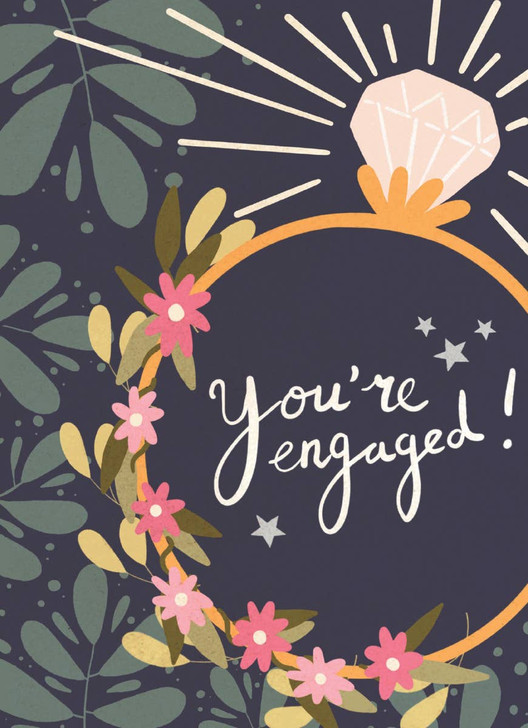 Engagement Ring On Blue | Engagement Greeting Card | CARTE