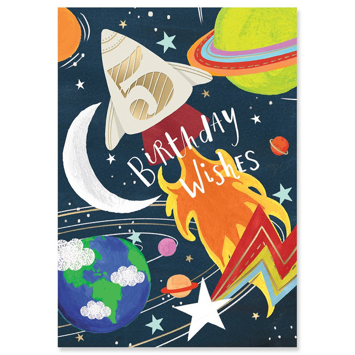Five Rocket | Birthday Greeting Card | LOUISE TILLER