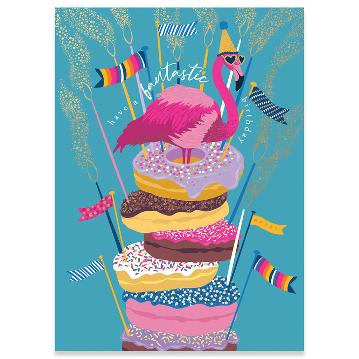 Flamingo Donuts | Birthday Greeting Card | CARTE