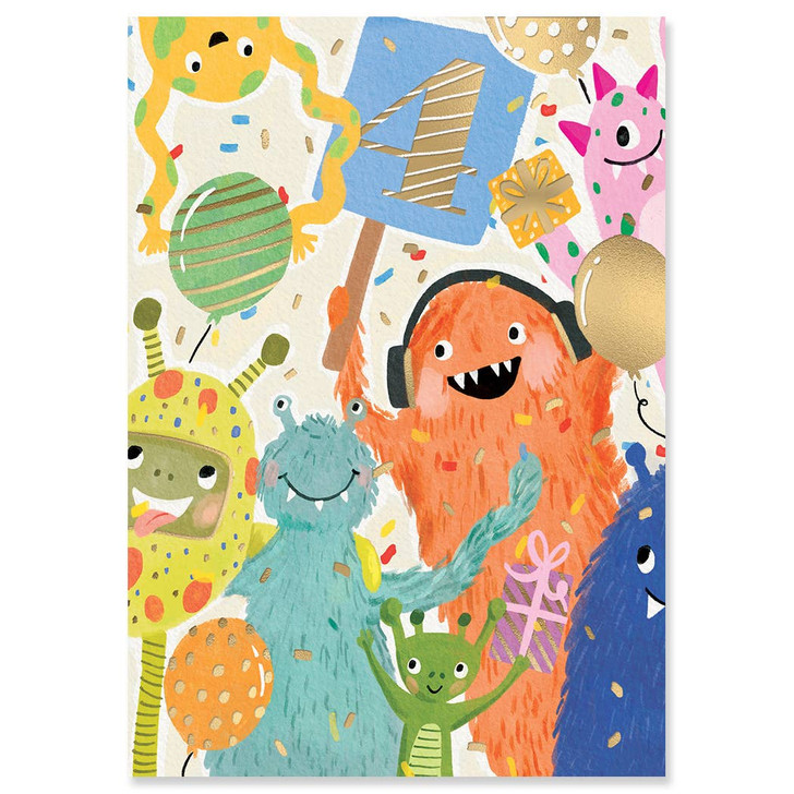Four Monsters | Birthday Greeting Card | LOUISE TILLER