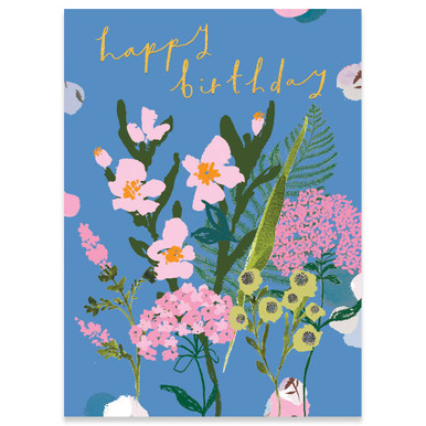 Blue Floral | Birthday Greeting Card | CARTE - Calypso Cards