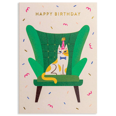 Cat On Chair | Birthday Greeting Card | LAGOM - Calypso Cards