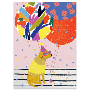 Dog With Balloons | Birthday Greeting Card | CARTE - Calypso Cards