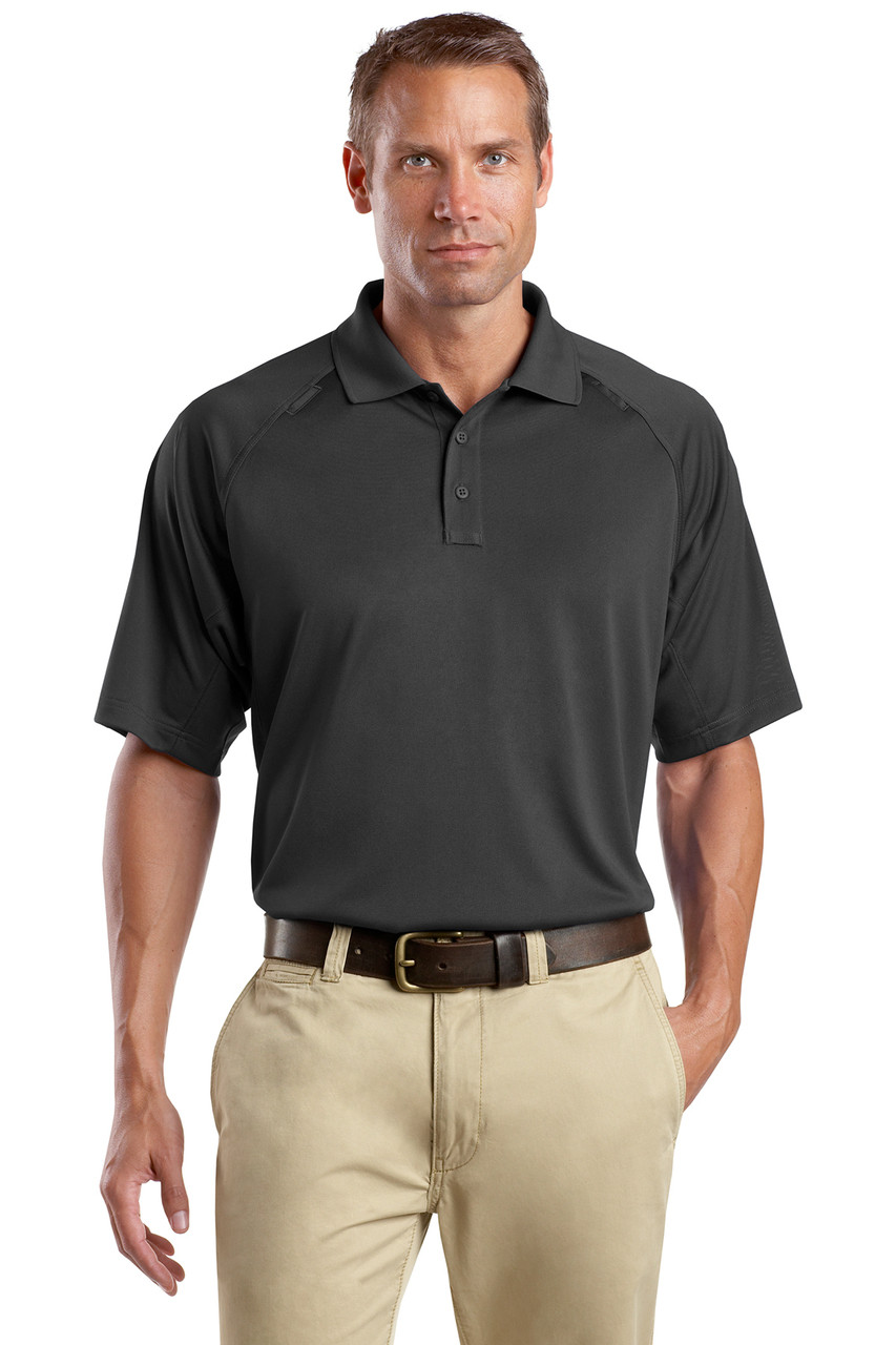 gray polo with khaki pants