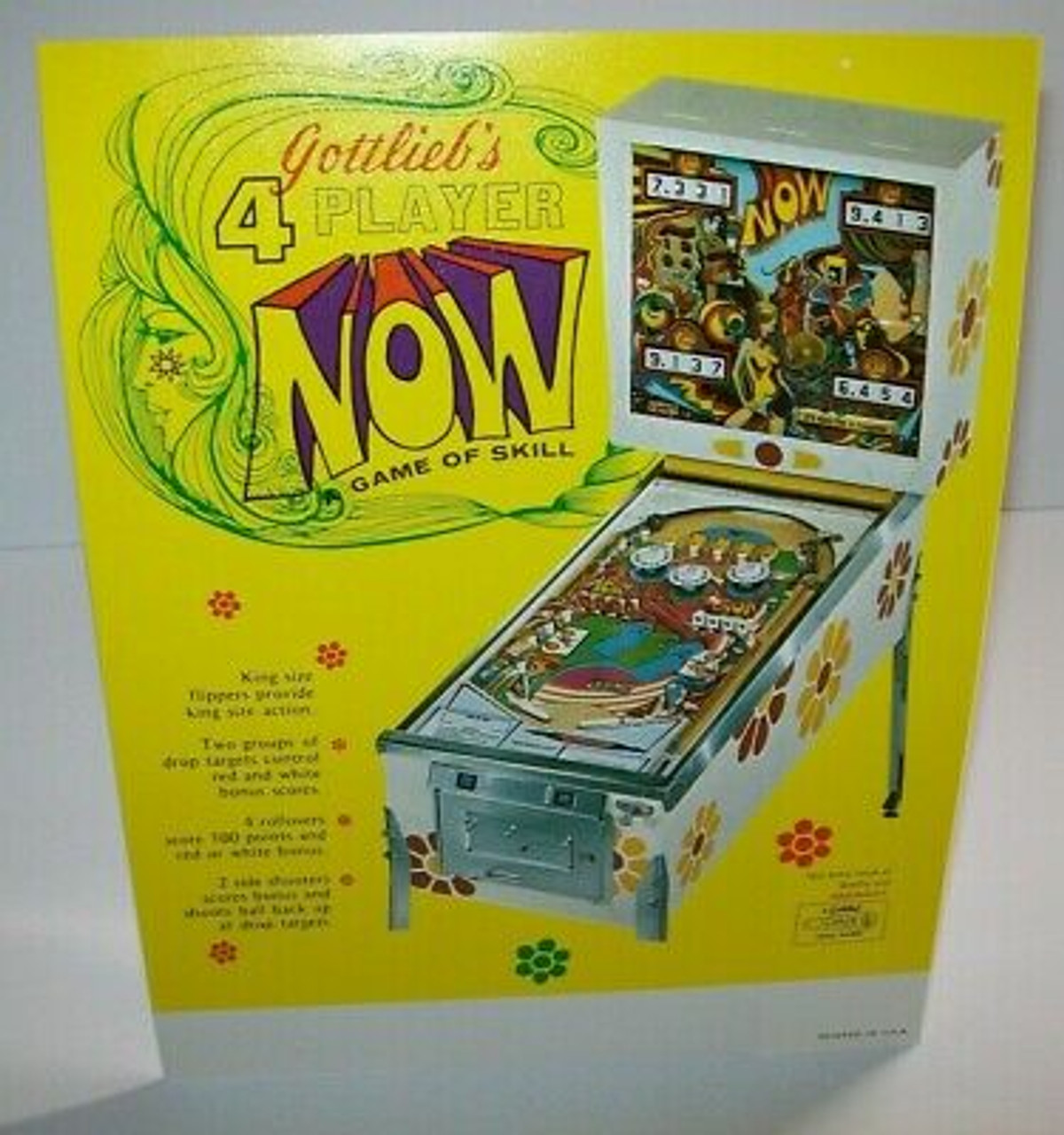 Now Pinball FLYER Original 1971 Gottlieb Game Mod Psychedelic Groovy ...
