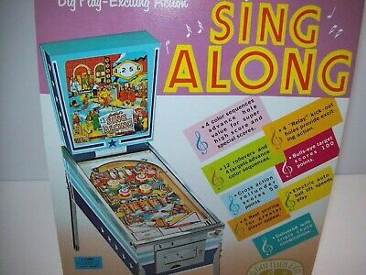Sing Along Pinball FLYER Original Gottlieb 1967 Retro Game Artwork ...