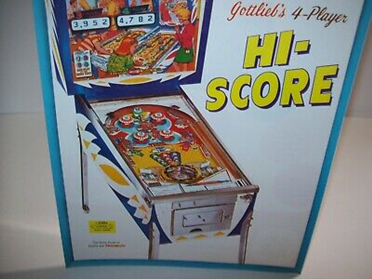 Hi Score Pinball FLYER Original Gottlieb 1967 NOS Flipper Game Artwork ...