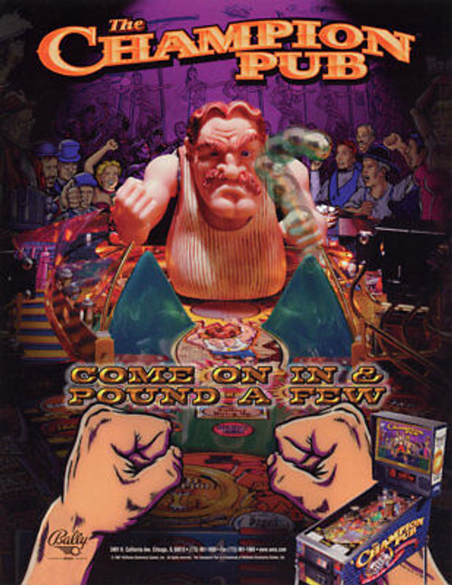 Bally Champion Pub Pinball FLYER 1998 Original NOS Art Print Bar Brawl Fight