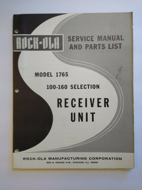 Rock Ola 1765 Receiver Unit Jukebox Phonograph Service Part Manual Original 1968