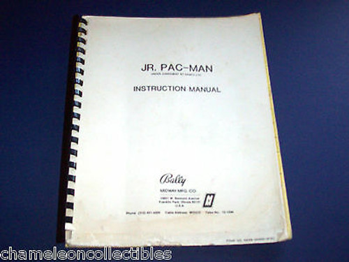 JR PAC MAN By BALLY MIDWAY 1984 ORIG VIDEO ARCADE GAME SERVICE OPERATIONS MANUAL