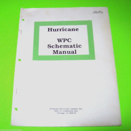 Williams HURRICANE 1991 Original Pinball Machine WPC Schematics Repair Manual