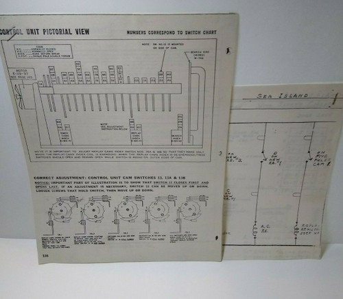 Sea Island Bingo Pinball Manual Conversion Sheet & Control Unit Cam Unit Sheets