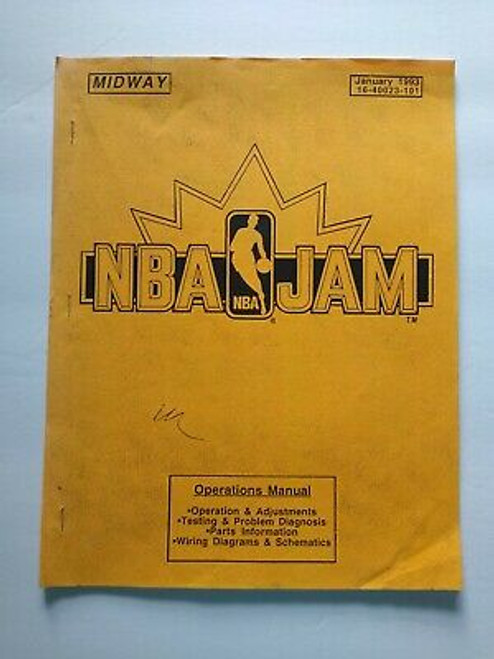 Midway NBA Jam Arcade Operational Service MANUAL 1993 Original Video Game Paper