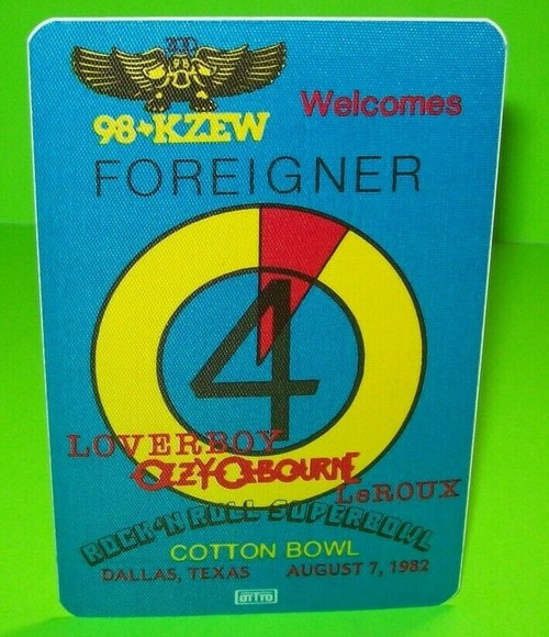 Ozzy Osbourne Foreigner Loverboy SUPERBOWL Backstage Pass Original Otto 1982 NOS