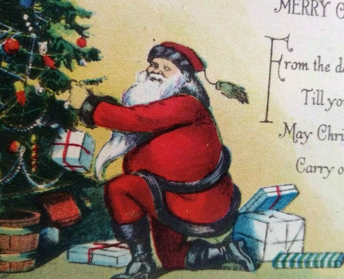 Santa Claus Christmas Postcard Decorating Xmas Tree Metropolitan News Unused 350