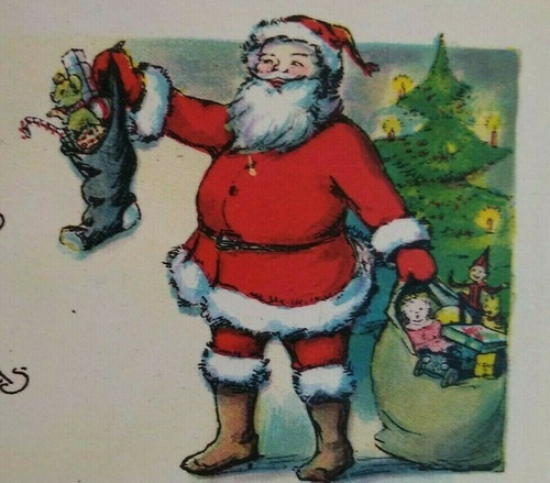 Santa Claus Christmas Postcard Xmas Tree Gifts Toy Metropolitan News Unused 1105