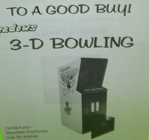 3D Bowling Arcade Flyer 1978 Original Video Game Early Edition 8.5" x 11"