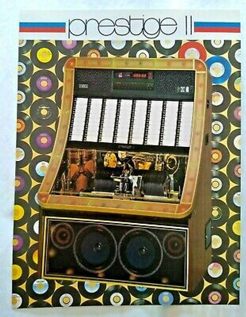 NSM Prestige II Jukebox Flyer Original Phonograph Music Art Print Sheet 1980