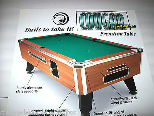 Valley Cougar Pool Table Wall POSTER 1998 Original Table Billiards Art 27" X 19"