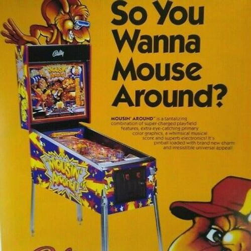 Mousin Around Pinball Flyer Bally Original Promo Artwork 8.5" x 11" Sheet 1989