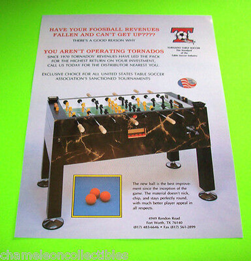 Tornado Table Soccer Foosball Paper Flyer Original Arcade Hockey 8.5" x 11"