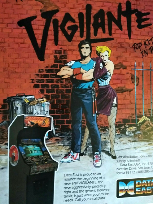 Data East Vigilante Arcade FLYER Original 1988 Video Game Paper Artwork Sheet