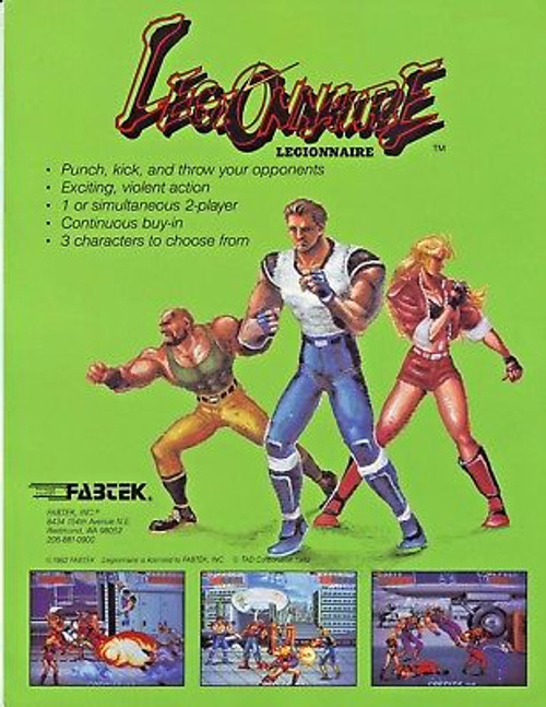 Fabtek LEGIONNAIRE 1992 Original NOS Video Arcade Game Promo Sales Flyer Fabtek LEGIONNAIRE 1992 Original NOS Video Arcade Game Promo Sales Flyer