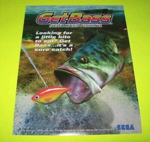 Get Bass Fishing Arcade FLYER Original NOS Sega Video Game Artwork Sheet 1997