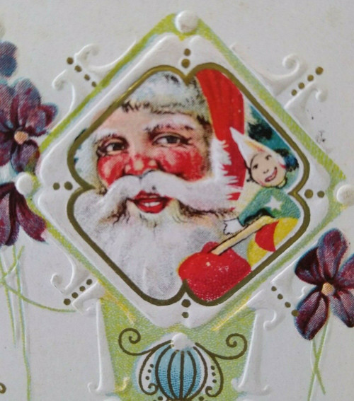 Santa Claus Embossed Christmas Postcard Series 2000 Vintage Unused Jester Toy