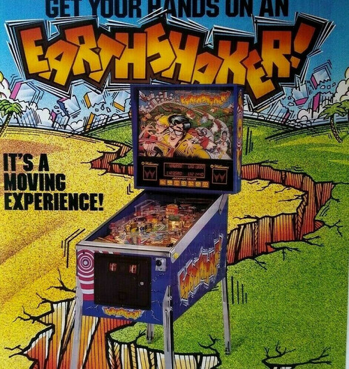 Earthshaker Pinball Flyer Original Vintage NOS 1989 Game Art Promo 8.5" x 11"