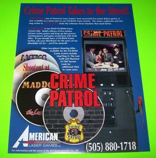 Crime Patrol Arcade Flyer Original NOS Promo Artwork American Laser Games 1993