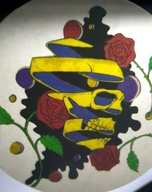 Grateful Dead Car Window Decal Vintage Bertha Ribbon Skull Red Roses Hippy Art