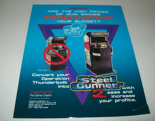 Namco Steel Gunner 2 Arcade FLYER Original 1991 Video Game Paper Artwork Sheet