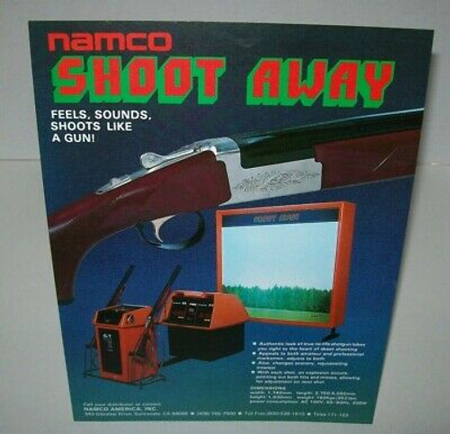 Shoot Away Arcade FLYER Namco 1993 Original Big Screen Game Shooting Rifle Art