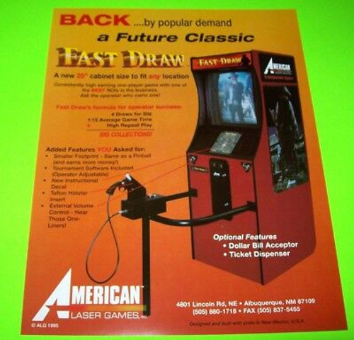 Fast Draw Arcade FLYER American Laser 1995 Original NOS Gun Shooting Art Print