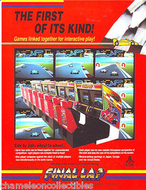 FINAL LAP 1 By NAMCO 1987 ORIGINAL VIDEO ARCADE GAME MACHINE FLYER BROCHURE