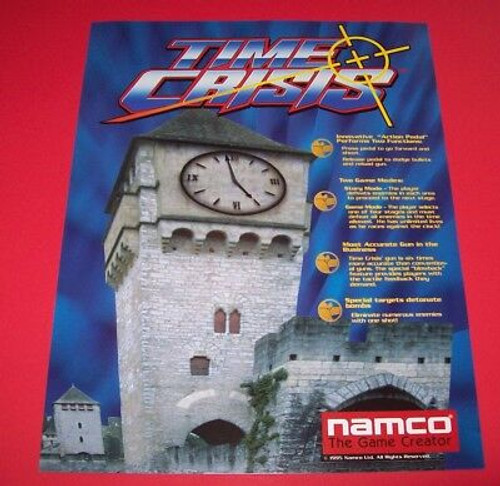 Time Crisis Arcade FLYER 1995 Original Namco Video Game Art Sheet Gun Shooting