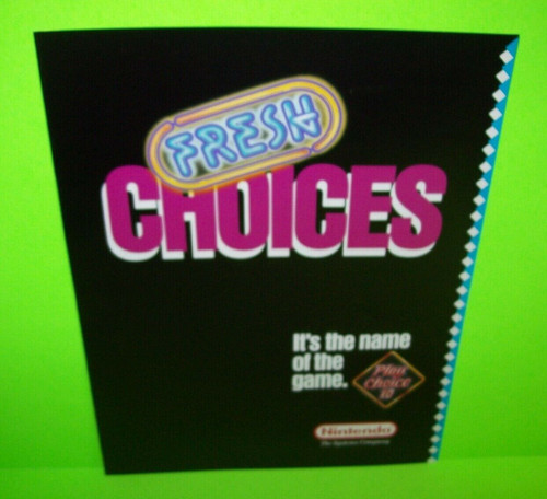 Play Choice 10 Arcade FLYER Nintendo Fresh Choices 1988 Video Game Art Sheet